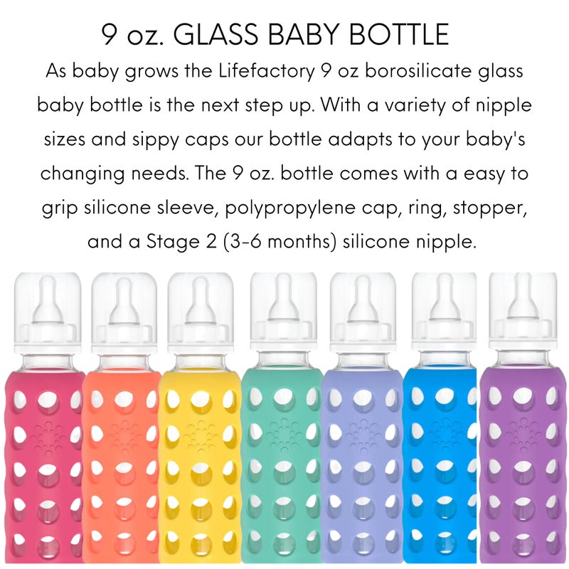 Lifefactory Glass Baby Bottle BPA Free | Protective Silicone Sleeve | 4oz/9 oz Pack of 2 | Papaya, Cantaloupe - Image 5