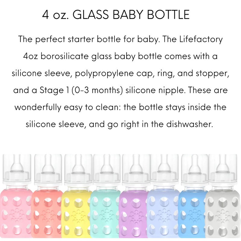Lifefactory Glass Baby Bottle BPA Free | Protective Silicone Sleeve | 4oz/9 oz Pack of 2 | Papaya, Cantaloupe - Image 4