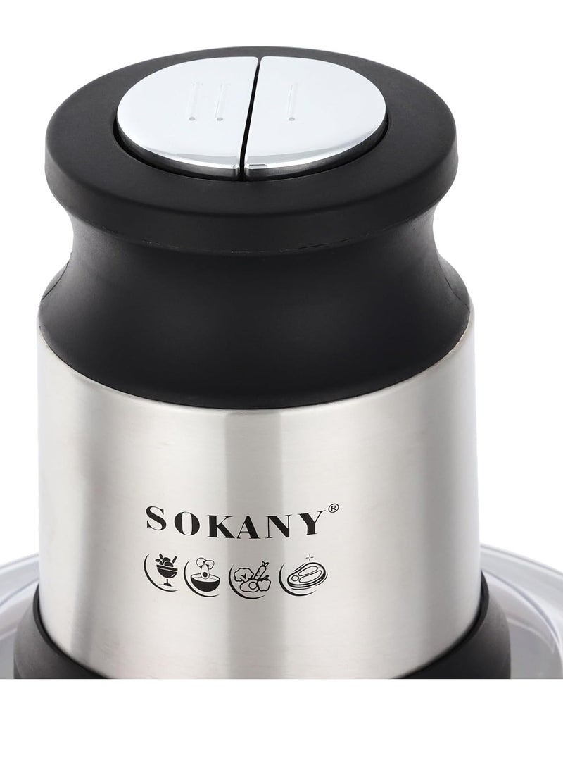 sokany Sokany Chopper, 800 Watts, 3 Liters Capacity, SK-7027- Silver  - Image 3