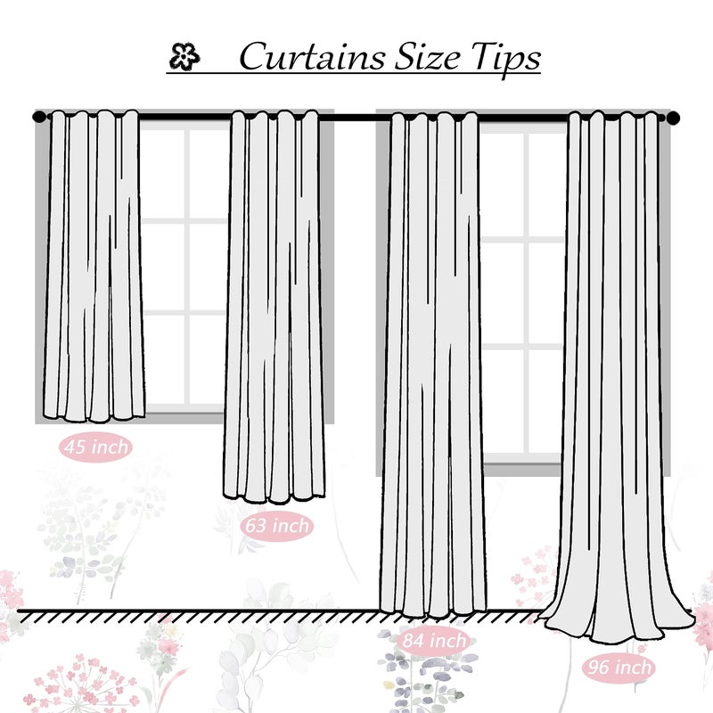 XTMYI Pink Girl Nursery Curtains for Baby 2 Panels 80% Blackout Patterned Printed Neutral Watercolor Floral Boho Curtains for Girls Bedroom Kids Room,63 Inch Length,Light Pink and Pale Grey - Image 4