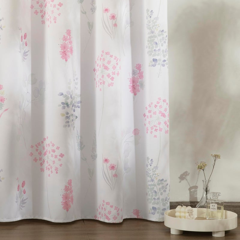 XTMYI Pink Girl Nursery Curtains for Baby 2 Panels 80% Blackout Patterned Printed Neutral Watercolor Floral Boho Curtains for Girls Bedroom Kids Room,63 Inch Length,Light Pink and Pale Grey - Image 3