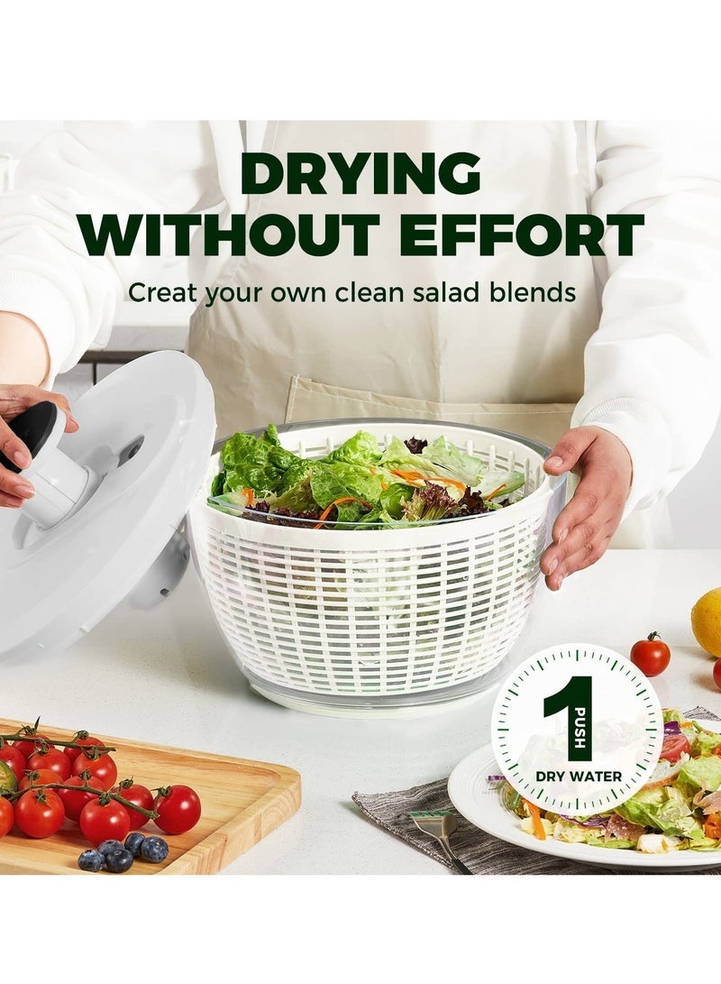 Salad Spinner Large 6L, Manual Lettuce Spinner for Vegetable Prepping, One-Handed Pump Fruit Spinner, Quick Drying Salad Leaves with Bowl and Colander - Image 5
