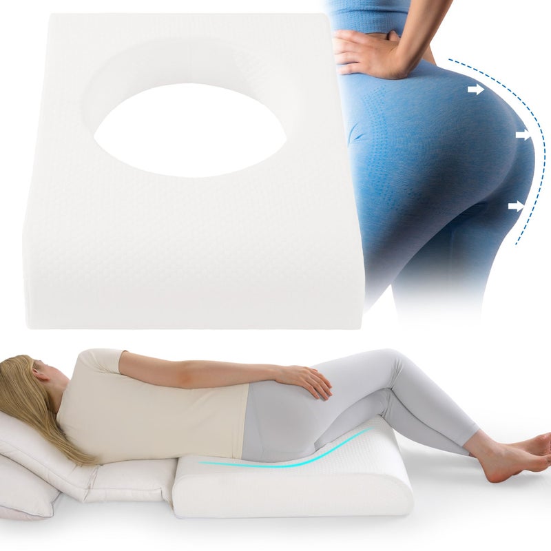 HOMBYS BBL Pillow After Surgery for SleepingHigh Density Foam Butt PillowBrazilian Butt Lift Pillow Post Surgery Recovery for SleepingBBL Chair with Hole White - Image 2