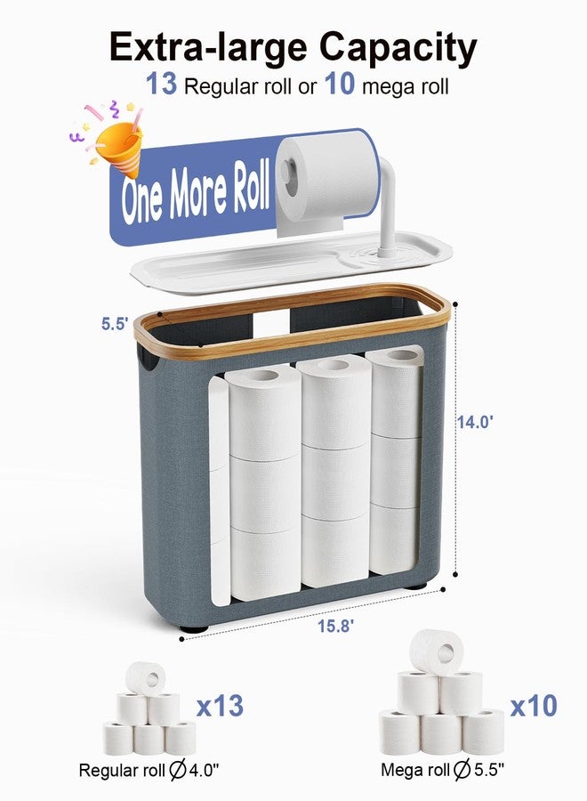 TAZENI Toilet Paper Storage Basket Holder Holds 9-12 +1 Rolls Elegant Multi-Functional Bathroom Toilet Paper Holder Stand Storage Organizer Waterproof with Tray Hold Phone Wet Wipes Gray - Image 3