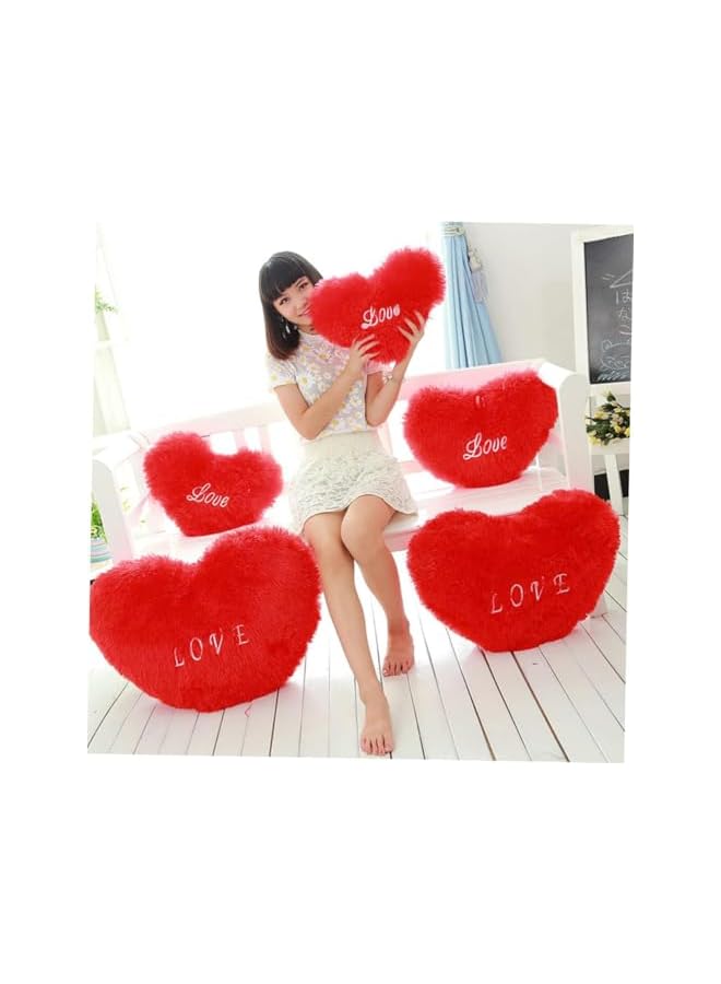 The Bros ''Red Heart Pillow/Cushion with Love Text/Soft Decorative-for sofafor a Reading Bed Room/or Watching TV/Plush Pillow/Romantic Gift for Girls Home Car/ & Valentine’s Day Soft Pillow, (37 x 26 cm) - Image 3