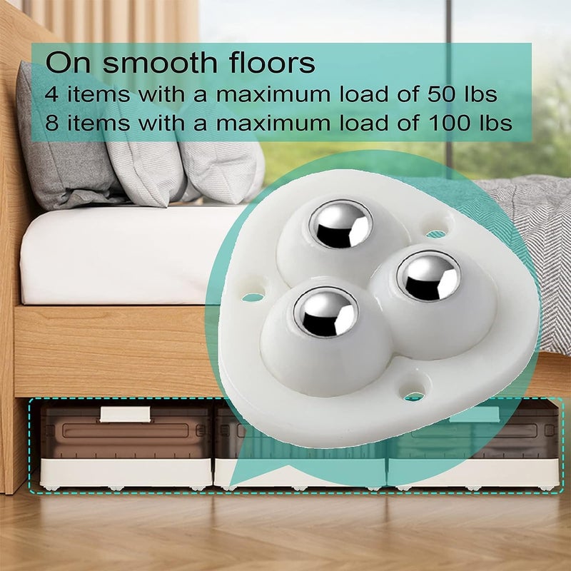 Lariox Self Adhesive Mini Caster Wheels Appliance Wheels Swivel Stainless Paste Universal Wheel 360 Degree Rotation Sticky Pulley for Kitchen Appliances Cricut Bins and Box 16 Pcs - Image 4