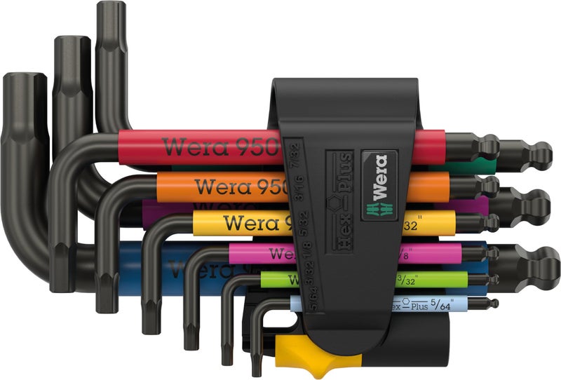 Wera 050226410019509 HexPlus Multicolour Imperial 3 Lkey set imperial BlackLaser 9 pieces - Image 2