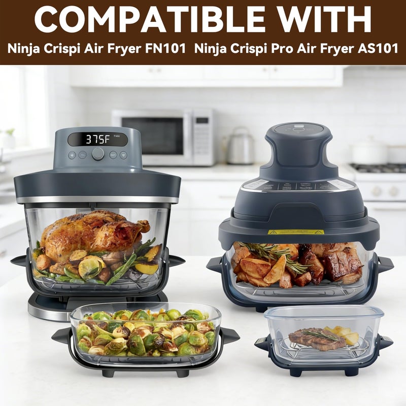 AODPWEN 2PCS Crisper Stainless Steel Rack Compatible with Ninja Glass Air Fryer, Air Fryer Accessories for Ninja Crispi Air Fryer FN101 Ninja Crispi Pro Air Fryer AS101 - Image 2