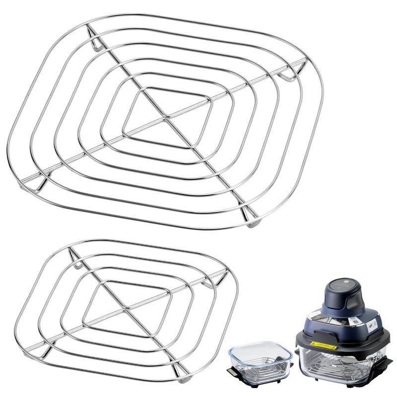 AODPWEN 2PCS Crisper Stainless Steel Rack Compatible with Ninja Glass Air Fryer, Air Fryer Accessories for Ninja Crispi Air Fryer FN101 Ninja Crispi Pro Air Fryer AS101 - Image 1