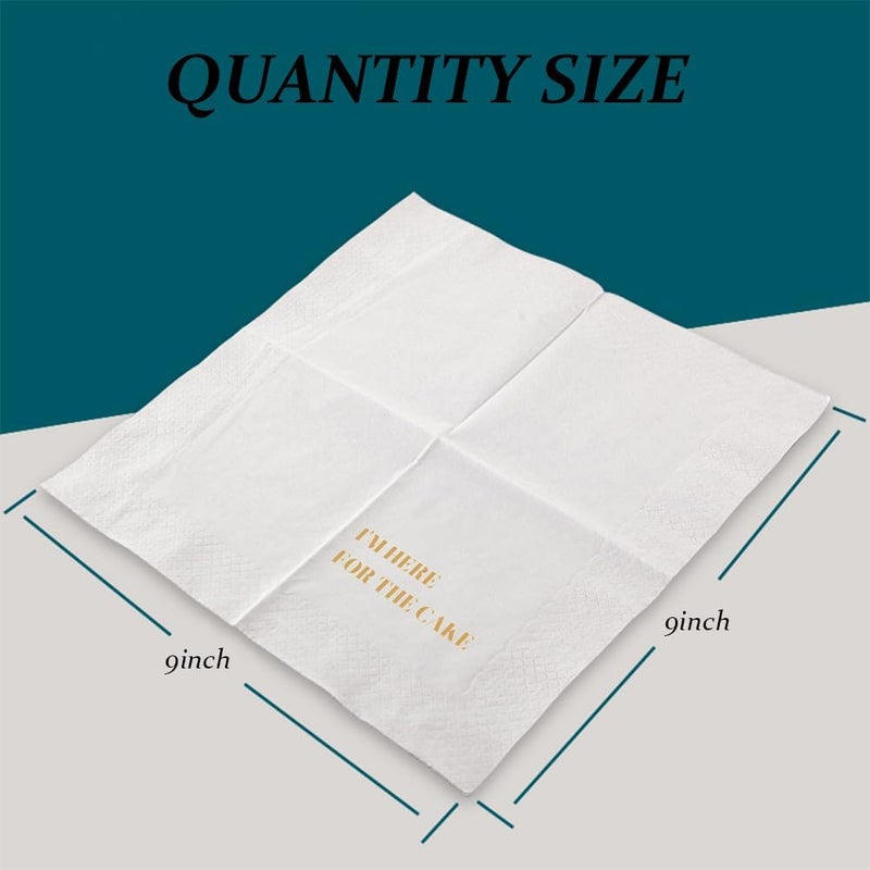 VOWFOO Funny Cocktail Napkins 100Pcs Funny Quotes Saying Disposable Paper Party Napkins 4.5 x 4.5 Two-ply (I'm Here for the Cake Napkins) - Image 4