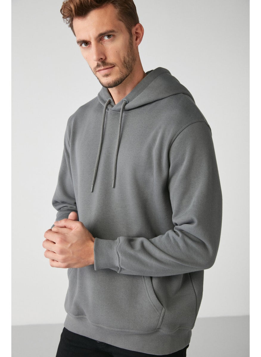 Jorge Men's Soft Fabric Hooded Cord Regular Fit Dark Gray Sweatshirt