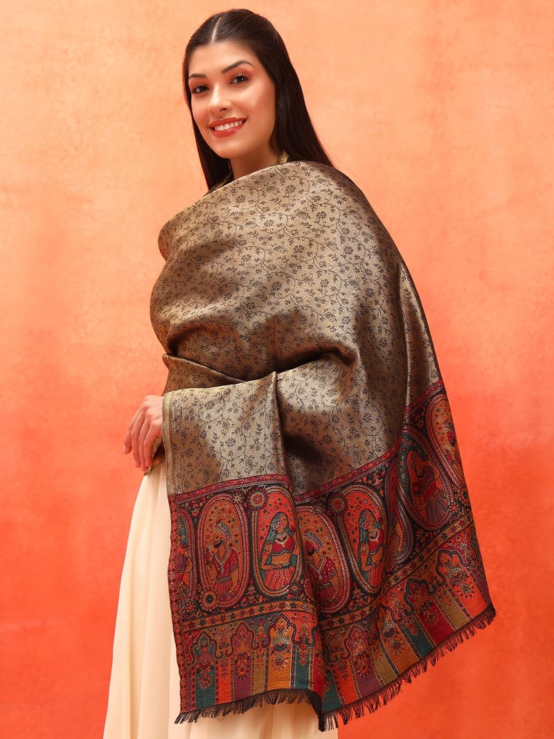 Pashmoda Women Silsila Zari Kaani Fine Wool Shawl (Size: 40x80in, 101x203cm) ZSS03 - Image 2
