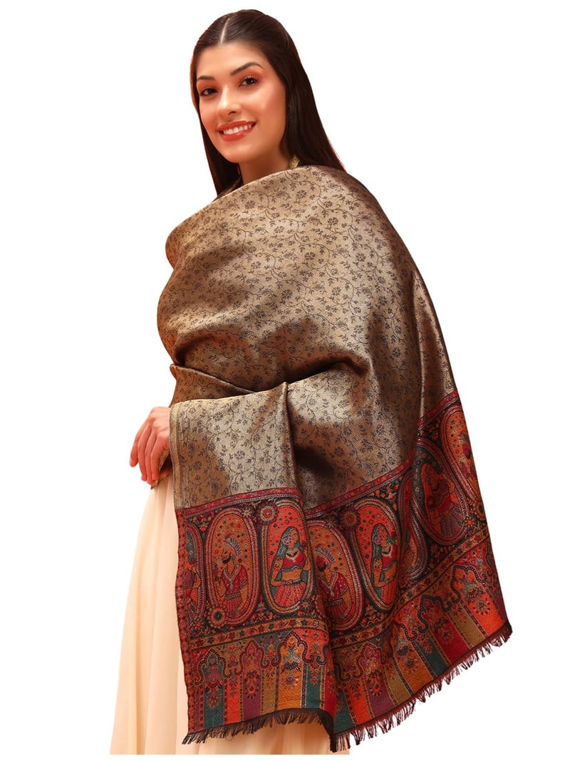 Pashmoda Women Silsila Zari Kaani Fine Wool Shawl (Size: 40x80in, 101x203cm) ZSS03 - Image 1