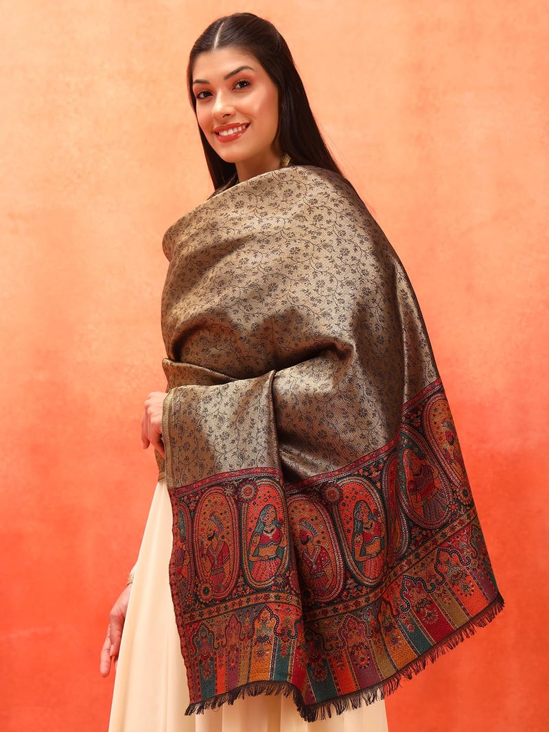 Pashmoda Women Silsila Zari Kaani Fine Wool Shawl (Size: 40x80in, 101x203cm) ZSS03 - Image 5