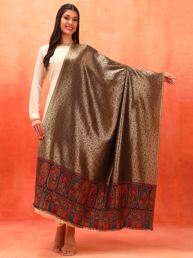 Pashmoda Women Silsila Zari Kaani Fine Wool Shawl (Size: 40x80in, 101x203cm) ZSS03 - Image 3