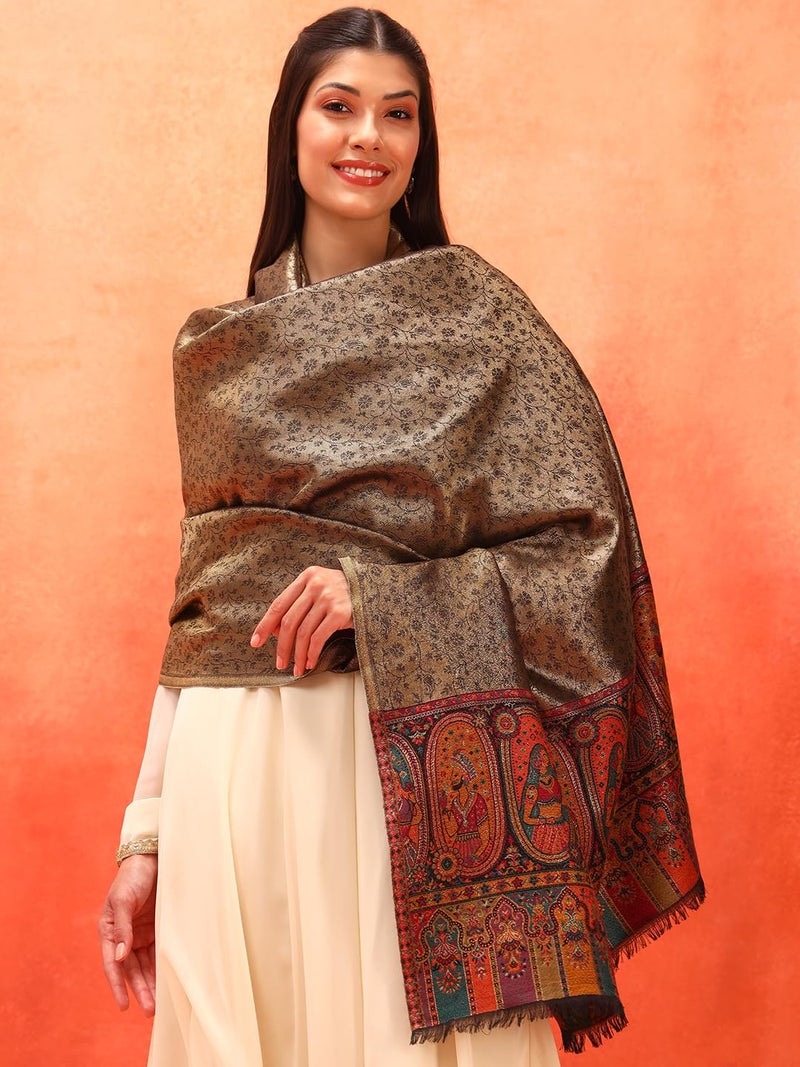 Pashmoda Women Silsila Zari Kaani Fine Wool Shawl (Size: 40x80in, 101x203cm) ZSS03 - Image 4