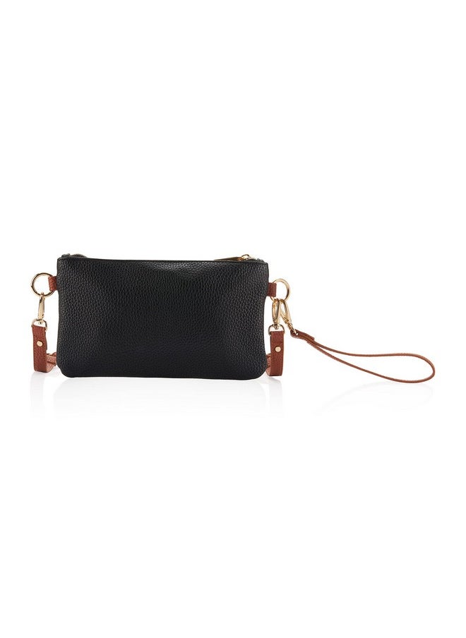 Itzy Ritzy Boss Pouch Wristlet, Crossbody Clutch & Belt Bag - Clutch Purse For Women - Includes Crossbody Strap & Wristlet Strap - Features 6 Card Slots & 2 Zippered Pockets (Coffee & Cream)  - Image 4