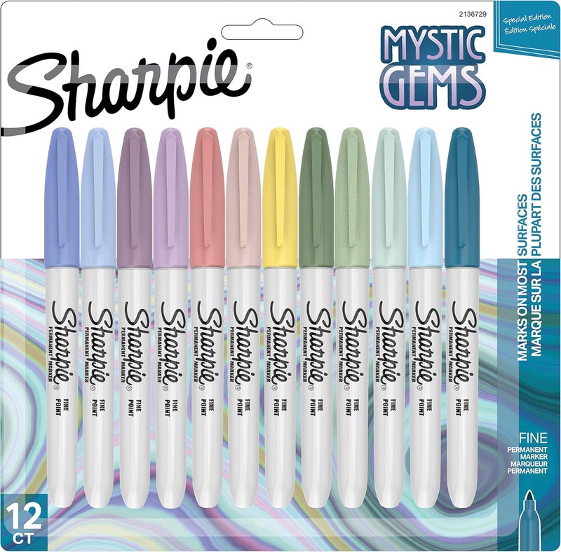 Sharpie Sharpie Permanent Markers Mystic Gem Special Edition Fine Point Assorted Colors 12 Count  - Image 2