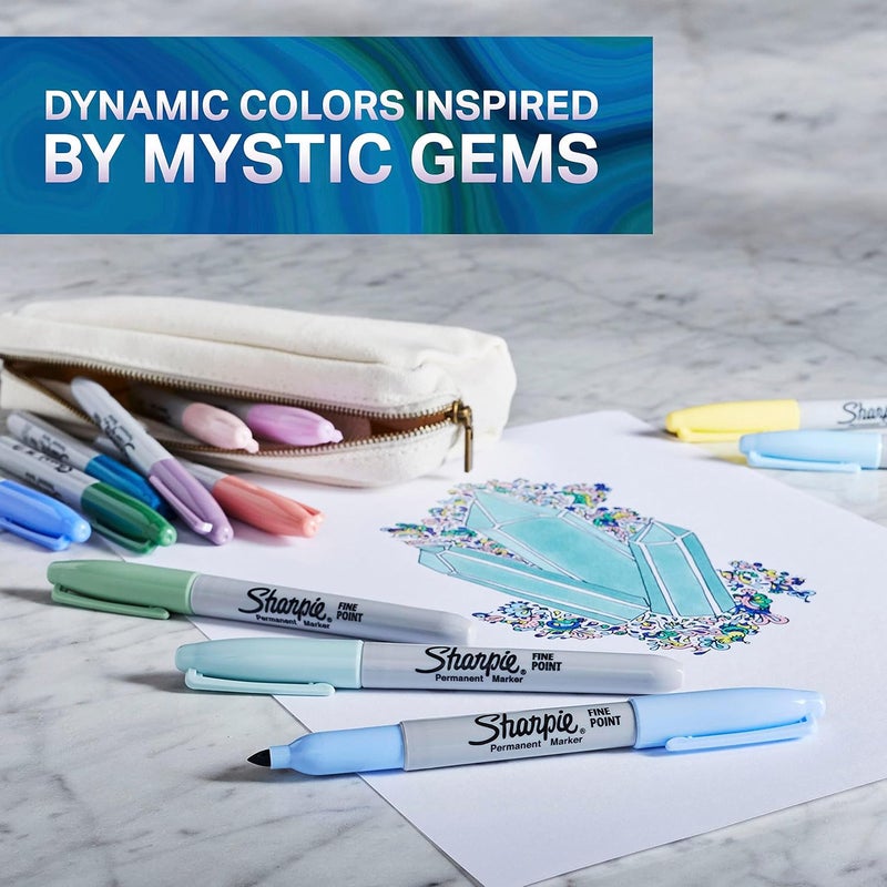 Sharpie Sharpie Permanent Markers Mystic Gem Special Edition Fine Point Assorted Colors 12 Count  - Image 3