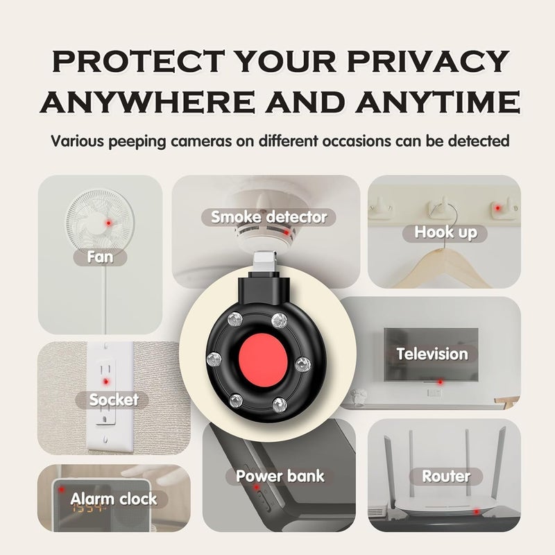 Kimee Mini Hidden Camera Detector Device, Bug Finder Anti Spy Detector, Secret Mini Camera, Spy Finder Hidden Camera Detector, Portable Wireless Bug Detector (for C-Type) - Image 3