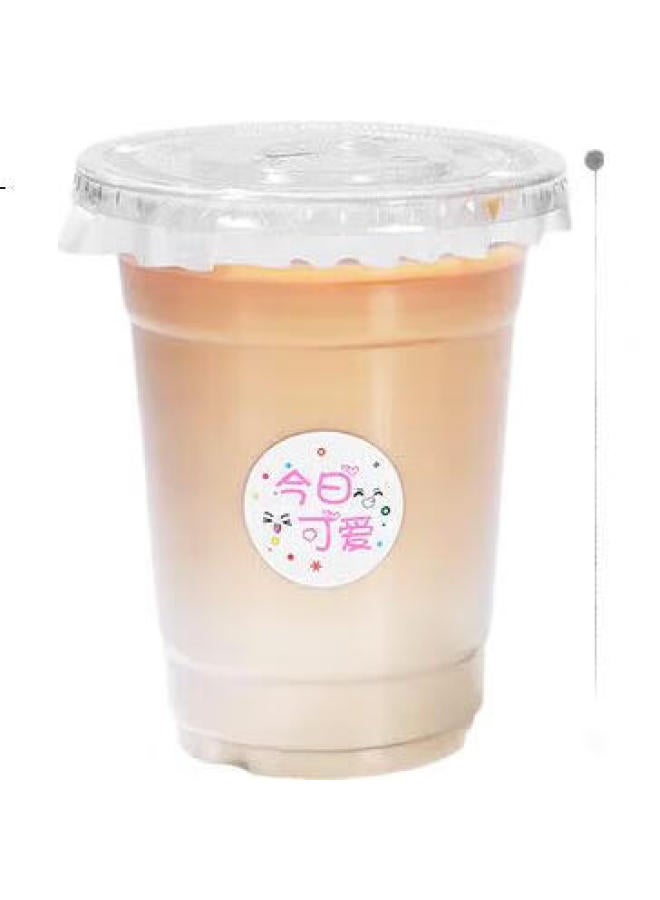 MAX COOK Maxcook Disposable Milk Tea Cup Drink Cup Coffee Cup 500Ml 10 Sets With Lid, Straw, And Sticker Mcb8204 - Image 1