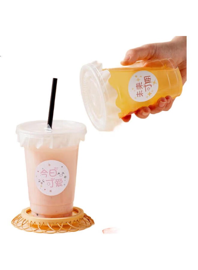MAX COOK Maxcook Disposable Milk Tea Cup Drink Cup Coffee Cup 500Ml 10 Sets With Lid, Straw, And Sticker Mcb8204 - Image 3