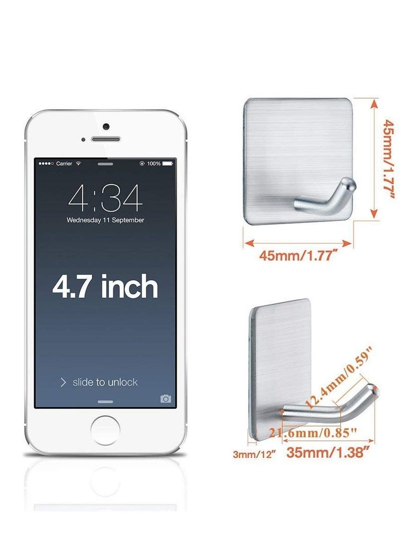 Heavy Duty Adhesive Hooks Towel Hook Stick on Hooks Wall Hangers Waterproof Stainless Steel Sticky Hooks for Hanging Bathroom Kitchen Home 4 Packs - Image 5