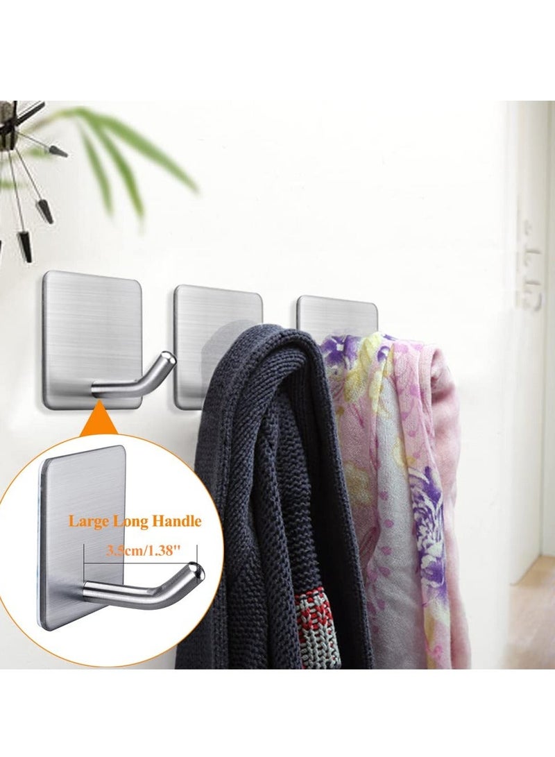Heavy Duty Adhesive Hooks Towel Hook Stick on Hooks Wall Hangers Waterproof Stainless Steel Sticky Hooks for Hanging Bathroom Kitchen Home 4 Packs - Image 2