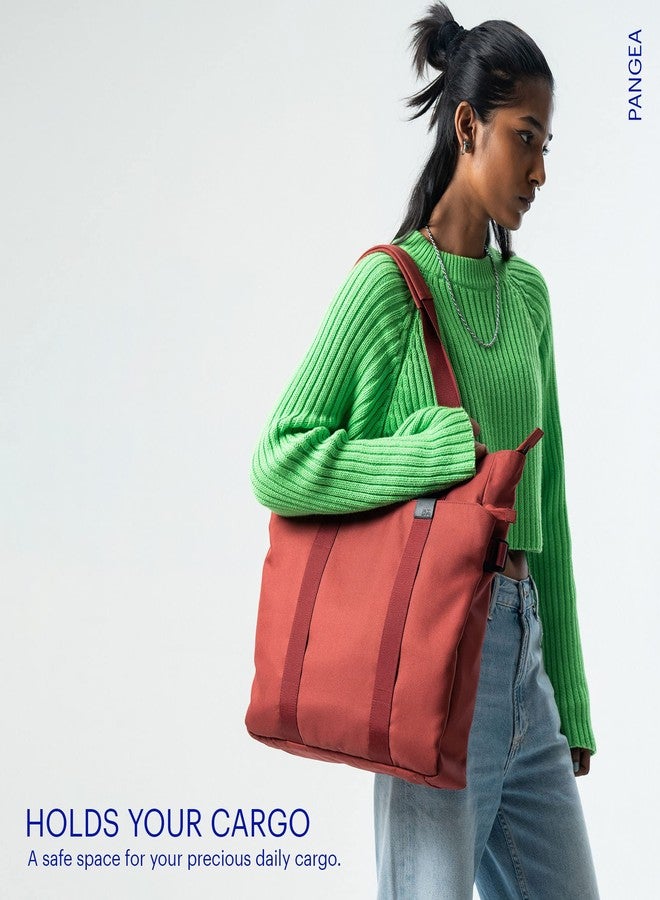 DailyObjects PET Red Clay Trunk Tote Bag For Women and Men | 100% Recycled | Multi Utility Travel Tote Bag | Fits any Laptop Upto 14 Inches | Lightweight Shoulder Handbag With Laptop Compartment - Image 4