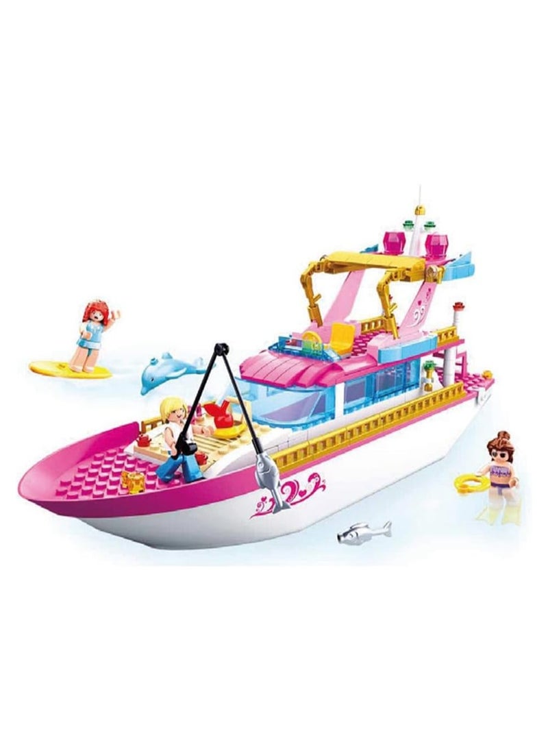 Sluban - Girl's Dream Series - Luxury Yacht Building Blocks 212 Piece With 3 Mini Figures - For Age 6+ Years Old - Image 1