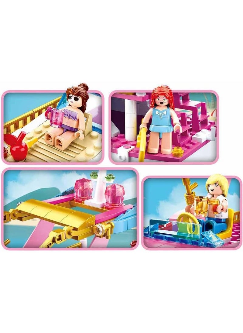 Sluban - Girl's Dream Series - Luxury Yacht Building Blocks 212 Piece With 3 Mini Figures - For Age 6+ Years Old - Image 1