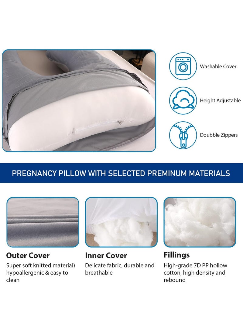 Toriseek Pregnancy Pillows for Sleeping U-Shape Full Body Pillow and Maternity Support - for Back, HIPS, Legs, Belly for Pregnant Women with Removable Jersey Cotton Cover - Image 4