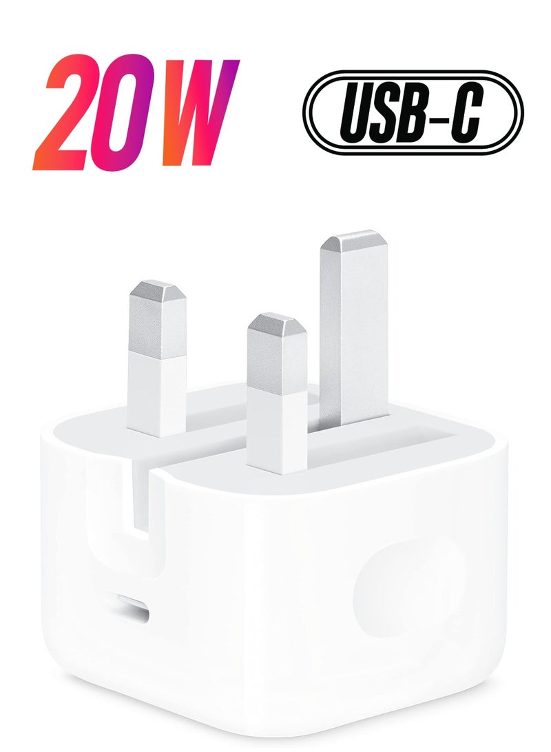 Type C Fast Charger PD 20W Power Adapter for phones Plug PD Power Adapter Wall Plug Compatible with iPhone 14 13, 13pro 12 Pro Max/12 Mini/SE (White) - Image 1