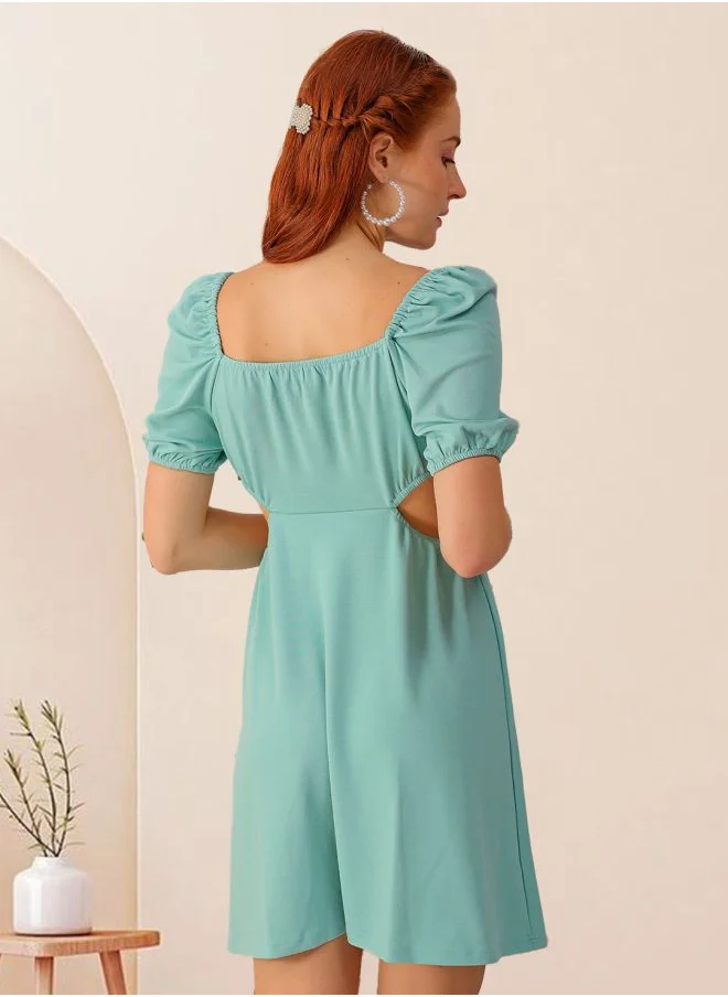 مرفوعة Women Fit and Flared Party Wear Textured Cut Out Dress