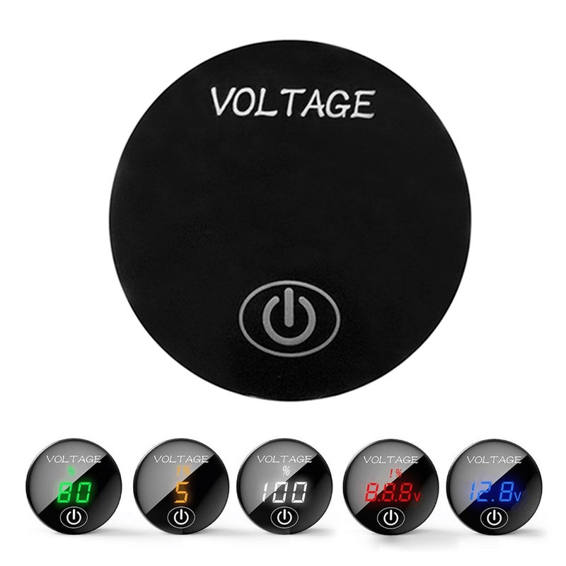 Universal Car Motorcycle DC 12V-24V LED Panel Digital Voltage Meter with Touch ON OFF Switch Battery Capacity Display Voltmeter for SUV Truck Motorcycle Boat Riding mower Tractor - Image 1