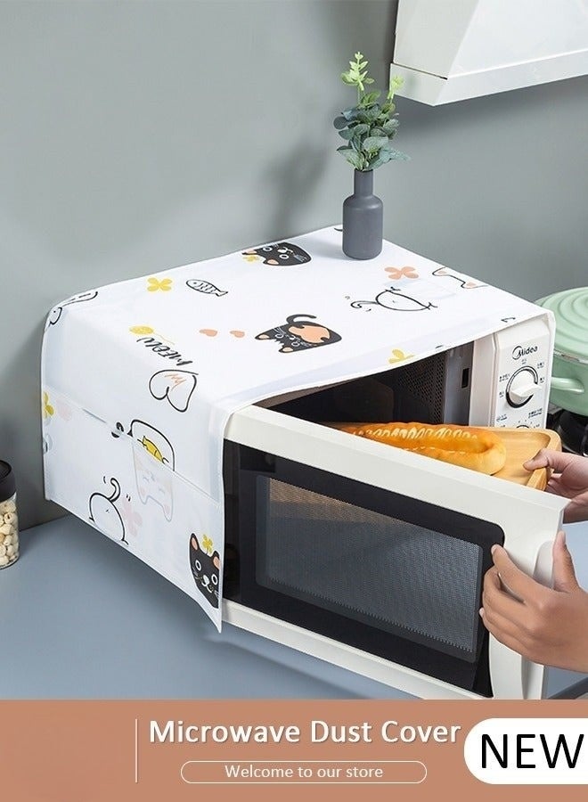 Microwave Oven Dust Cover 85 × 35 cm – Waterproof & Oil-Proof PEVA Microwave Protector with 4 Side Storage Pockets, Multi-Purpose Kitchen Appliance Cover, Foldable Dust Cover Organizer for Microwave, Toaster Oven & Coffee Machine - Image 1
