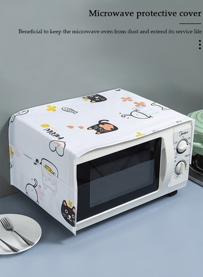 Microwave Oven Dust Cover 85 × 35 cm – Waterproof & Oil-Proof PEVA Microwave Protector with 4 Side Storage Pockets, Multi-Purpose Kitchen Appliance Cover, Foldable Dust Cover Organizer for Microwave, Toaster Oven & Coffee Machine - Image 3