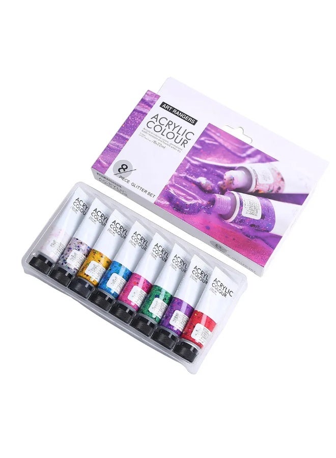 Art Rangers Glitter Series Acrylic Colour Paint Set With 8 Glitter Shades Multicolour 8x22ml - Image 4