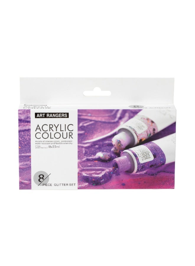 Art Rangers Glitter Series Acrylic Colour Paint Set With 8 Glitter Shades Multicolour 8x22ml - Image 5