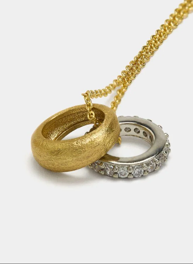 بارفوا عقد مع قلادات حلقية بزركونيا ذهبية