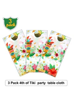 Breling 3 Pieces Tiki Party Decorations Tablecloths Hawaiian Luau Table Covers Plastic Disposable Tropical Table Clothes For Aloha Tiki Bar Tropical Summer Beach Pool Birthday Party Supplies 54 X 108 Inches  - Image 5