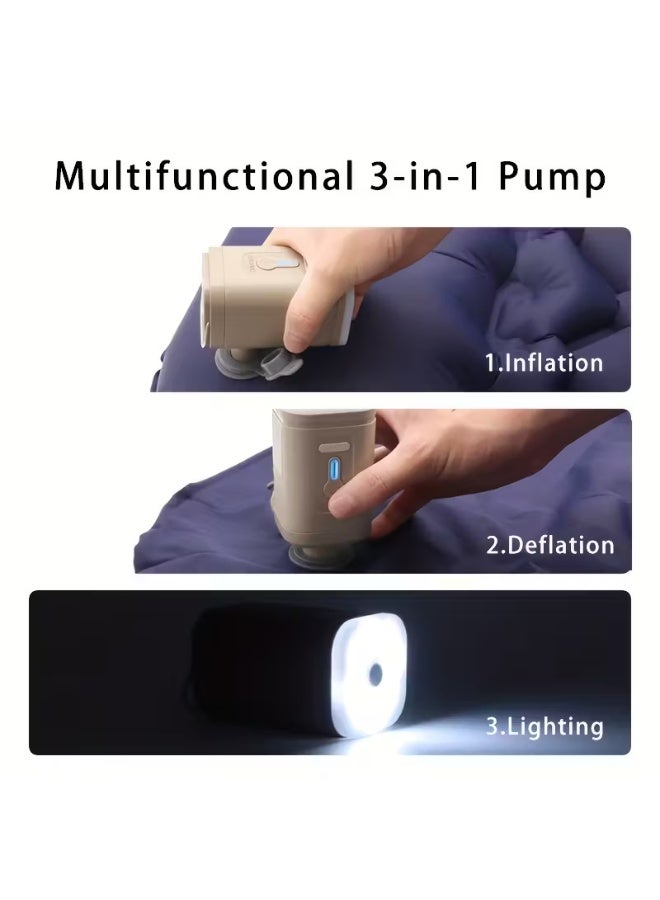 Wireless Mini Air Pump with LED Light – USB Rechargeable Automatic Air Compressor for Outdoor Camping, Beach, and Travel – Portable Electric Inflator - Image 3