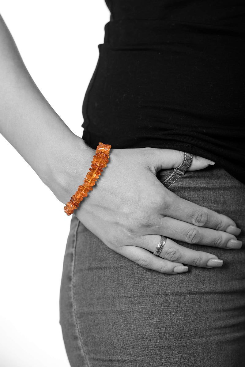 AMBERAGE Natural Baltic Amber Bracelet for Adults (Women/Men) - Hand made From Polished/Certified Baltic Amber Beads(4 Colors) (HONEY) - Image 3