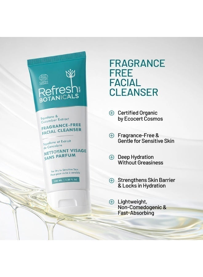 Refresh Botanicals Fragrance-Free Facial Cleanser, ECOCERT COSMOS Certified Organic Face Wash, Gentle Soap-Free Cleanser with Cucumber & Cornflower, Hydrating Makeup Remover for Sensitive Skin, Vegan, Cruelty-Free, Made in Canada - Image 2