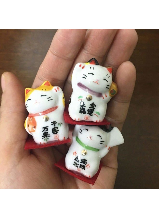 EatingBiting Set of 3 Japanese Ceramics Maneki Neko Lucky Fortune cat Figurines Waving Fortune Decor Ornaments for Home auto Gift - Image 3
