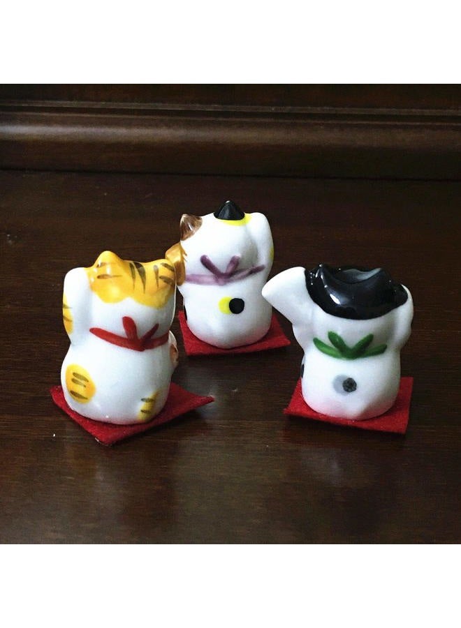 EatingBiting Set of 3 Japanese Ceramics Maneki Neko Lucky Fortune cat Figurines Waving Fortune Decor Ornaments for Home auto Gift - Image 5