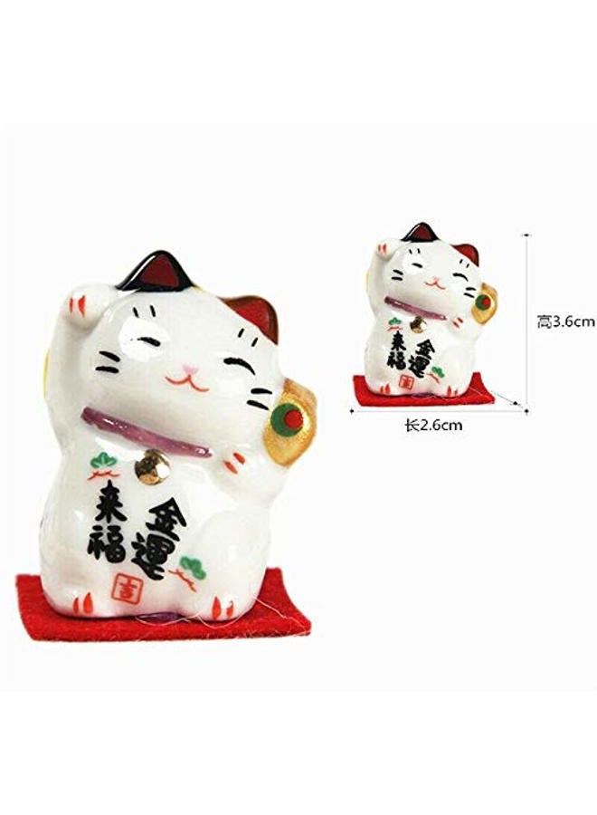EatingBiting Set of 3 Japanese Ceramics Maneki Neko Lucky Fortune cat Figurines Waving Fortune Decor Ornaments for Home auto Gift - Image 2