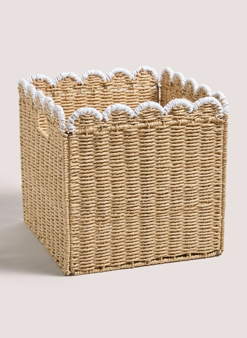 Matalan Scallop Collapsible White Edge Basket Natural