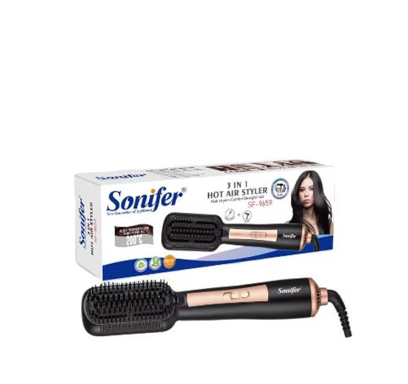 Sonifer 3 in 1 Hot Air Styler, Hair Dryer Comb Straightener, High Temperature Dual Finish 200W, Model SF-9659 - Image 1