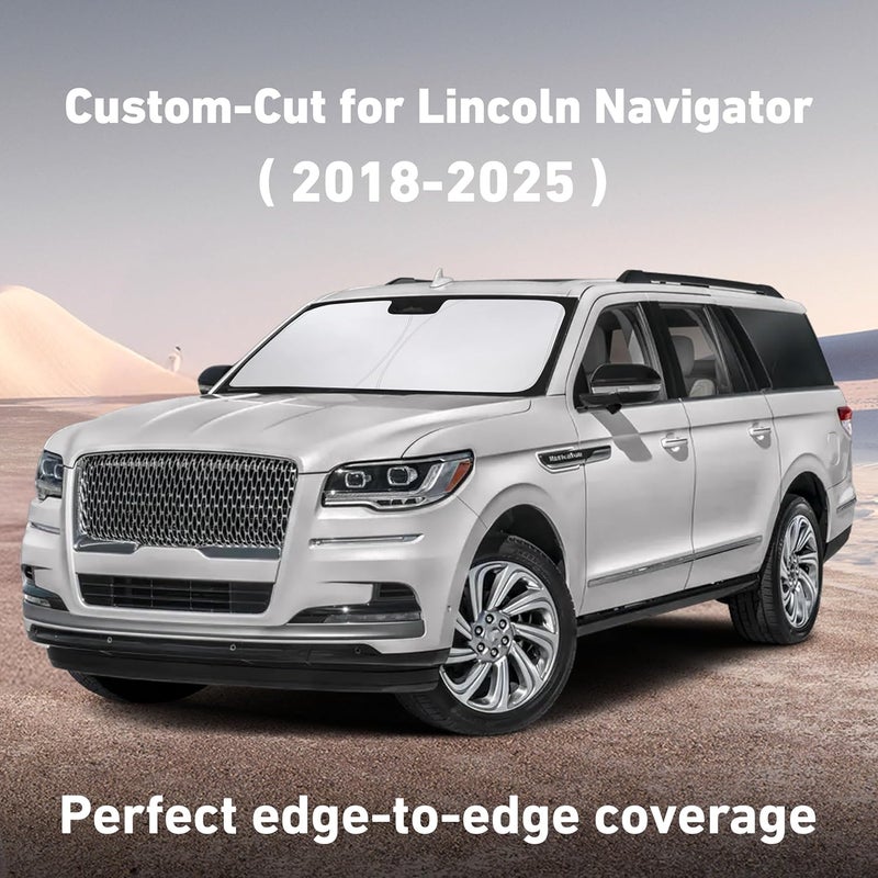 EcoNour Windshield Sunshade for Lincoln Navigator 2018-2023 2024 2025, Sun Visor for Front Windshield & Window Sun Shade Cover, UV Heat Blocker & Protector, Car Accessories - Image 2